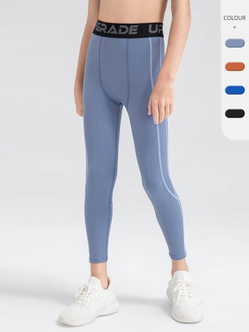 Kids Boys Compression Sports Leggings High Elasticity Quick Dry Breathable Training Pants For Running Fitness Activewear