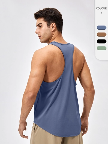 Men Quick-Drying Sports Tank Top Breathable Polyester Spandex Racerback Muscle Vest For Fitness Gym Running Training