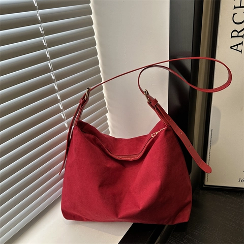 Retro Nylon Wildlederoptik Schultertasche Mit Großer Kapazität Für Damen Minimalistische Hobo Tote Tasche Lässige Alltagstasche