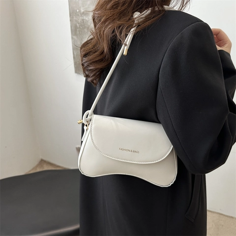 Bolso de Hombro para Mujer de Cuero PU Moda Minimalista Urbana Estampado de Letras Bolso de Solapa con Correa de Nudo Bolso Cuadrado