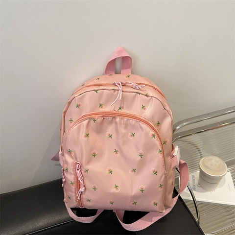 Zaino alla Moda in Nylon con Stampa Floreale per Donna Studente Zaino Scolastico Casual Leggero Dolce Carino Borsa da Viaggio