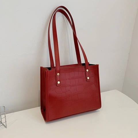 Sac Fourre-tout en Nylon Motif Crocodile Vintage Pour Femmes Grande Capacité Sac à Épaule Sous le Bras Fermeture Éclair