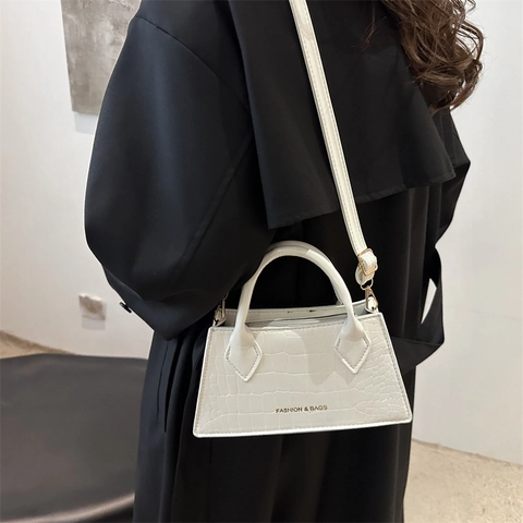 Bolso de Hombro Vintage para Mujer con Patrón de Cocodrilo en Cuero PU Minimalista Urbano de Gran Capacidad de Mano