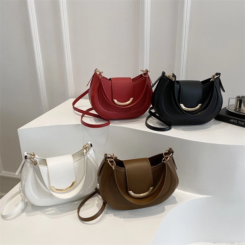 Bolso Bandolera de Silla en Cuero PU Minimalista para Mujer Bolso de Hombro Vintage Moda Color Sólido Bolso de Viaje