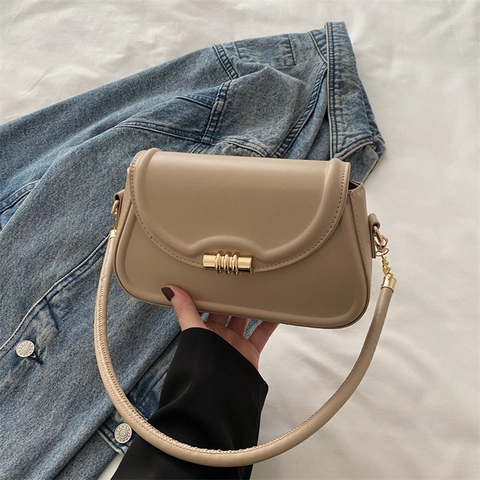 Borsa a Tracolla Quadrata in Pelle PU Urban Minimalist Borsa a Tracolla con Patta alla Moda con Chiusura in Metallo da Donna