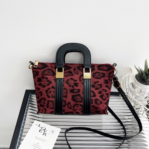 Vintage Leopard Print PU Leather Shoulder Bag For Women Fashion Crossbody Small Square Handbag With Adjustable Strap