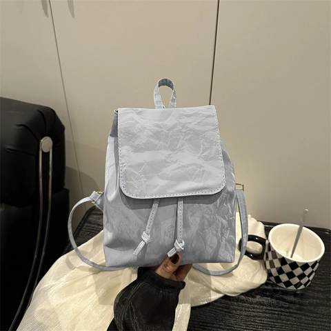 Mochila Mini de Cuero PU Vintage para Mujer Estilo Academia Textura Arrugada Moda Desplazamientos Viajes Bolso de Hombro Diario