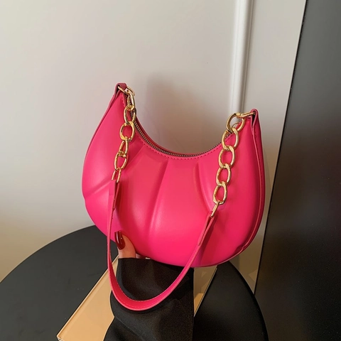Mode PU-Leder Gesteppte Achsel Schultertasche Für Damen Große Kapazität Halbmond Hobo Tasche Mit Goldener Metallkette Pendeltasche