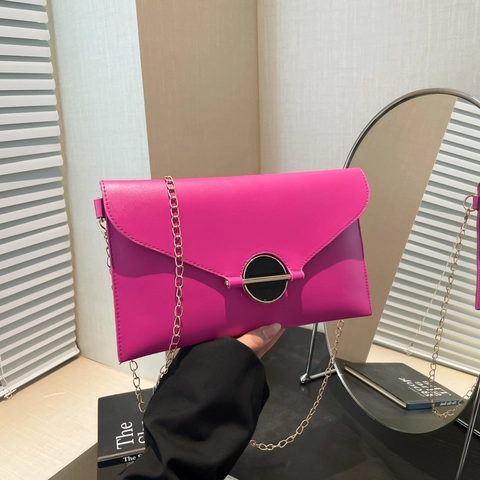 Bolso de Mano de Sobre para Mujer Moda Cuero PU Cadena Bolso de Hombro Gran Capacidad Simple Urbano Bolso de Mano para Viaje Casual