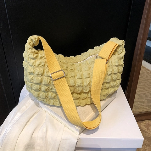 Geplooide Nylon Bubble Schoudertas Wolk Tote Grote Capaciteit Popcorn Textuur Crossbodytas Hobo Handtas Voor Dames Casual