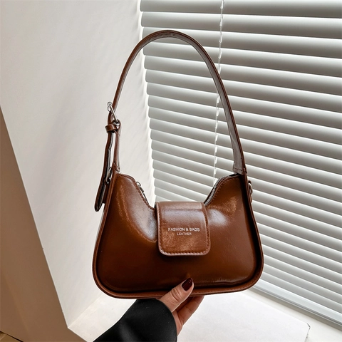 Bolso Hobo de Cuero PU de Color Sólido para Mujer Bolso de Hombro Bandolera de Gran Capacidad Retro Con Puntadas Moda Urbana Casual