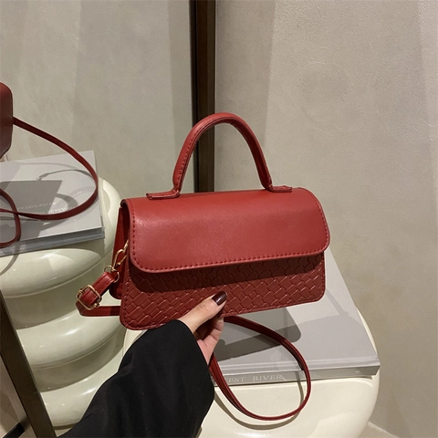 Damen Retro PU Leder Schultertasche Patchwork Textur Henkeltasche Minimalistische Umhängetasche Quadratische Unterarmtasche