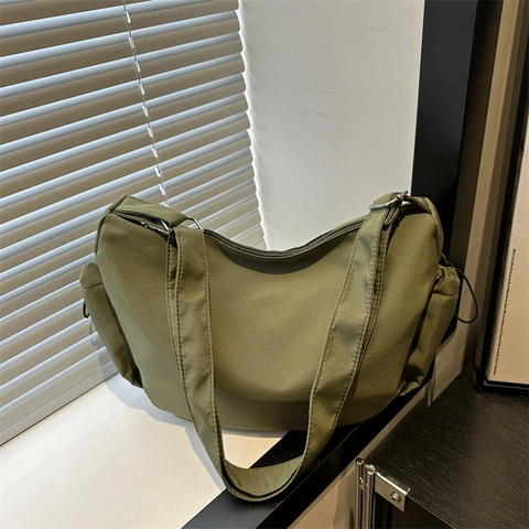 Bolso Tote de Hombro de Lona de Gran Capacidad para Mujer Casual Viaje Diario Bolso Bandolera Color Sólido Estudiante Escuela Bolso Hobo
