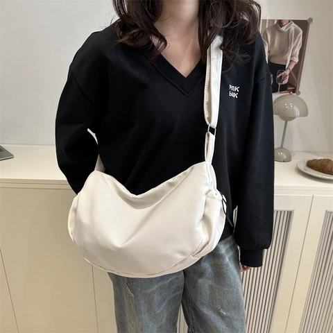 Bolso Tote de Hombro de Lona de Gran Capacidad para Mujer Casual Viaje Diario Bolso Bandolera Color Sólido Estudiante Escuela Bolso Hobo