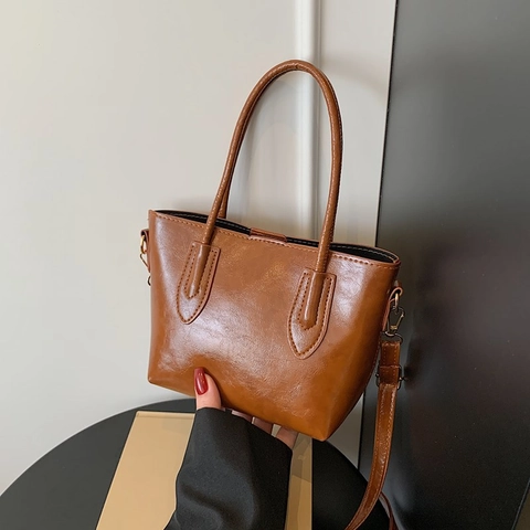 Vintage PU Leder Grote Capaciteit Draagtas Voor Vrouwen Stedelijk Minimalistisch Schoudertas Pendelaar Crossbody Okseltas