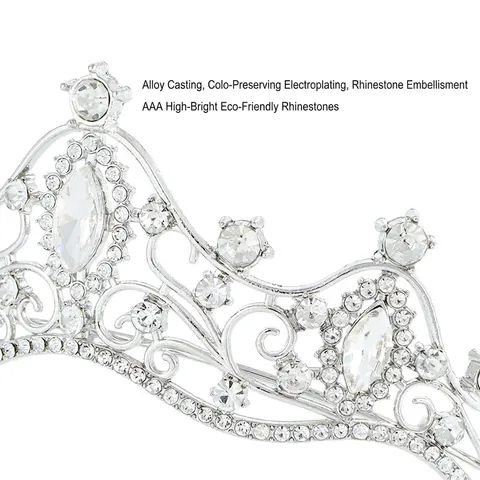 Lussuosa Tiara a Corona da Sposa Barocca per Donna in Lega di Strass Accessori per Capelli da Sposa Colorato Cristallo