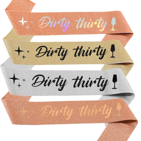 Dirty Thirty Geburtstag Schärpe Für Damen 30 Geburtstag Party Deko Roségold Glitzer Schärpe Mit Goldprägung Für Sie