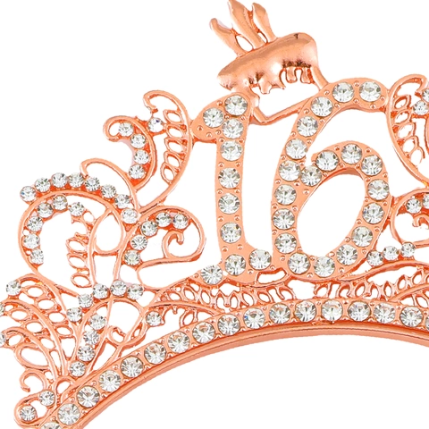 Roségold Zinklegierung Süße 16 Geburtstag Kronen-Haarreif Strass Kristall Tiara Für Mädchen Damen Party Haarschmuck