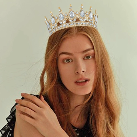 Barock Zinklegierung Strass Brautkrone Tiara Für Hochzeit Geburtstag Party Festzug Prinzessin Vintage Haarschmuck