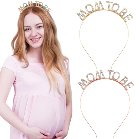 Serre-tête Mom To Be Lettres Strass Diadème en Alliage Cadeau Fête Prénatale Pour Femmes Accessoire Cheveux Fête Des Mères
