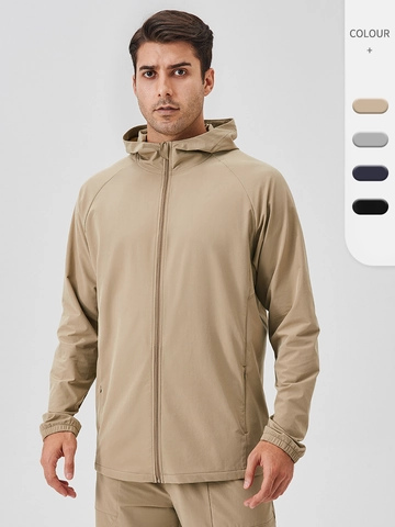 Herren Winddichte Sportjacke Mit Kapuze Leicht Outdoor Laufen Wandern Reißverschluss Lässig Locker Windbreaker