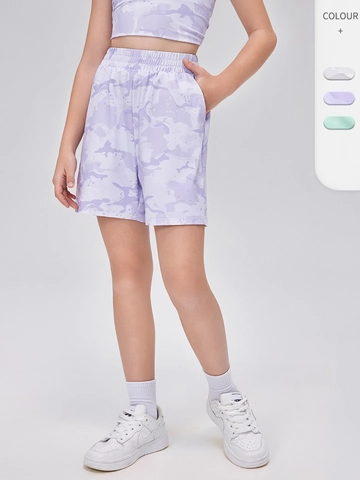 Kids Camouflage Printed Sports Shorts Loose Breathable Polyester Athletic Running Shorts For Boys Girls Outdoor Training