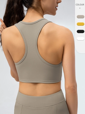 Women's Yoga Tank Top High Stretch Ribbed Racerback Gym Fitness Sportswear Breathable Slim Fit Running Workout Top