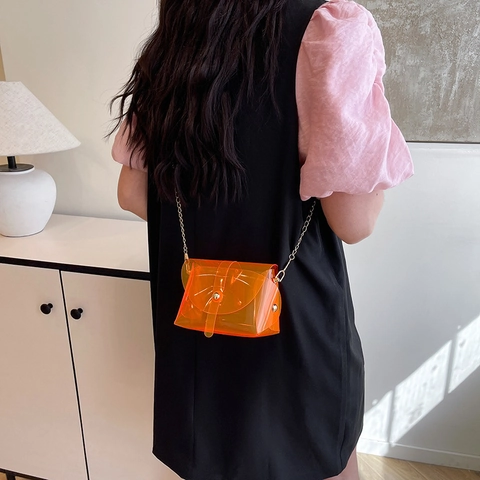 Damen Transparent PVC Mini Schultertasche Kleine Quadratische Jelly Handtasche Mit Goldener Kette Für Sommer Alltag Mode