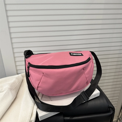 Bolso Bandolera Casual de Nailon para Mujer Gran Capacidad Color Sólido Bolso de Pecho Moda Streetwear Estilo Deportivo
