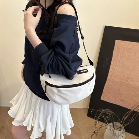 Bolso Bandolera Casual de Nailon para Mujer Gran Capacidad Color Sólido Bolso de Pecho Moda Streetwear Estilo Deportivo