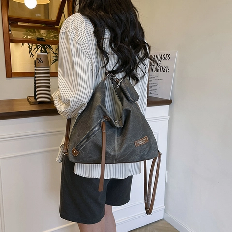 Borsa a Tracolla Multifunzionale in Pelle PU da Donna con Trama Lavata Retrò Include un Mini Portamonete Coordinato per l'Uso Quotidiano