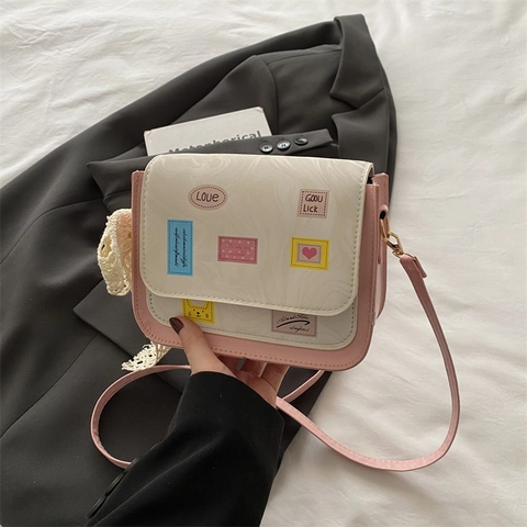 Damen Mode Marmor Druck PU Leder Schulter Quadratische Tasche Koreanischen Stil Große Kapazität Pendler Umhängetasche Mit Anhänger