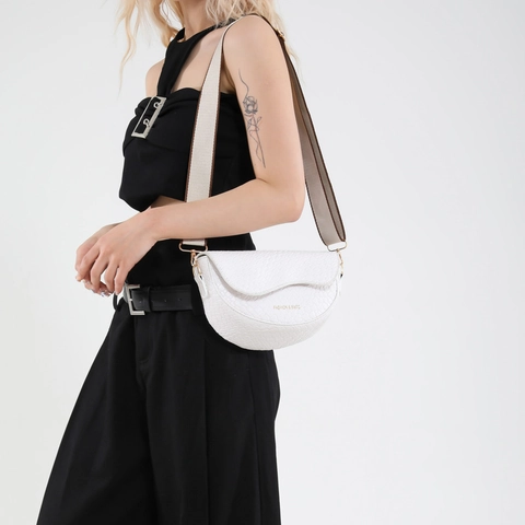 Damen Geflochtene Textur Satteltasche Schultertasche Mode PU Leder Umhängetasche Mit Verstellbarem Kontrastreichem Breitem Riemen Urban Minimalist