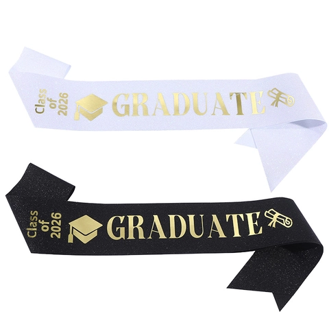 Écharpe de Diplômé de la Promotion 2026 Tissu Pailleté Bronzage Or Ceinture de Cérémonie de Remise des Diplômes Décoration de Fête