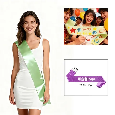 Blank Satin Sash For Party Ceremony DIY Event Decoration Solid Color Graduation Birthday Ribbon Pageant Sash For Adult