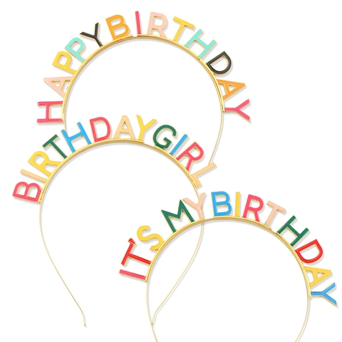 Cerchietto con Lettere Happy Birthday Girl Multicolore Festa di Compleanno Lega Smalto Accessori Capelli Donna Ragazza