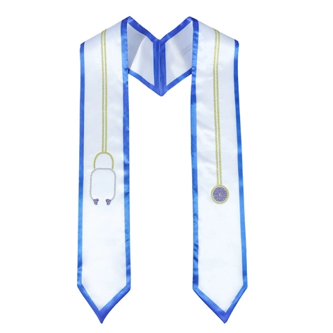 Estola de Honor de Graduación Banda de Satén Médico Enfermera Patrón Estetoscopio Strass Accesorio de Fiesta Ceremonia Unisex