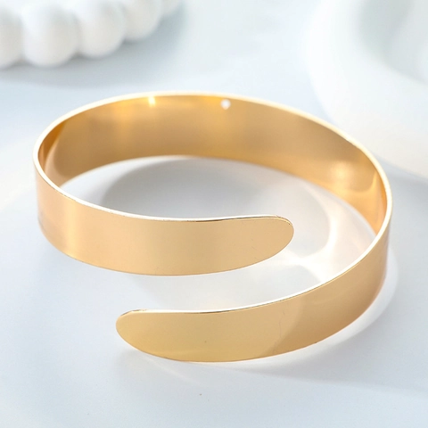Brazalete de Brazo Abierto de Metal de Doble Capa Retro Barroco Para Mujer Joyería de Brazalete de Brazo Oro Pulido