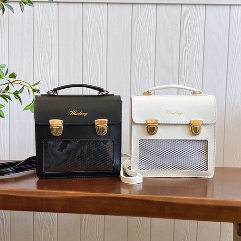 Frauen Mode Ita Tasche Transparentes Fenster PU Leder Rucksack Umhängetasche Quadratische Tasche Für Tägliche Reisen