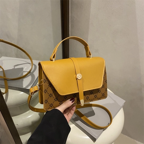 Borsa a Tracolla da Donna Retro Monogramma Moda in Pelle PU Piccola Borsa Quadrata Elegante Borsa a Spalla Patchwork Borsa a Mano per Donna Quotidiano Viaggio