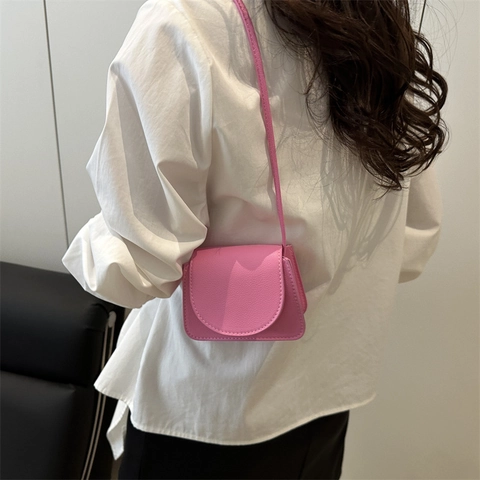 Women's Mini Crossbody Bag Litchi Pattern PU Leather Flap Square Shoulder Bag Minimalist Handbag For Daily Street Fashion