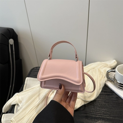 Borsa a Tracolla Mini in Pelle PU da Donna Fashion Borsa a Tracolla con Design Curvo Tinta Unita Borsetta Trendy