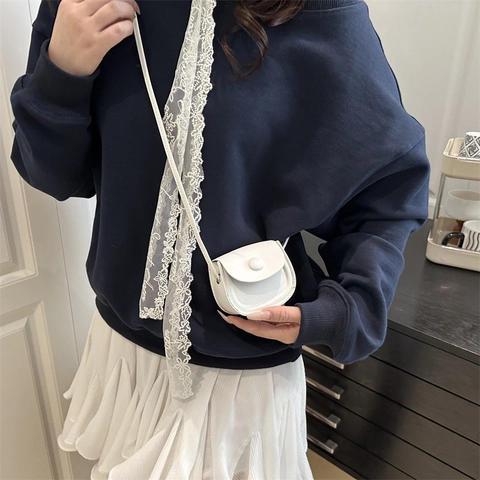 Borsa a Tracolla da Donna Mini in Pelle PU Minimalista Urbana con Patta Borsa a Tracolla Tinta Unita Piccola Quadrata Portamonete Accessorio Moda Quotidiano