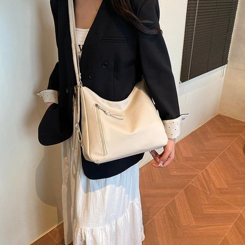 Borsa a Tracolla Donna Retro in Pelle PU Grande Capacità Tote Hobo Bag con Nappine e Cuciture Funzionale Multiuso