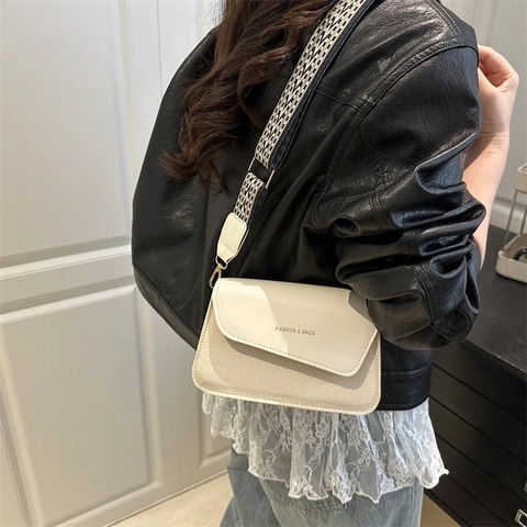 Bolso de Hombro Cuadrado Pequeño Para Mujer Color de Contraste Con Correa Ancha Geométrica Bolso Bandoulière de PU Patchwork