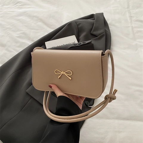 Damen Schultertasche Französischer Stil Schleife PU Leder Nylon Unterarmtasche Große Kapazität Modische Alltagstasche