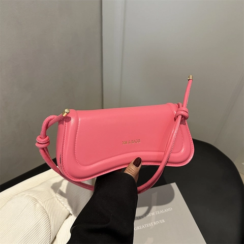 Bolso de Axila de Cuero PU para Mujer de Moda Solapa Ondulada Bolso de Hombro con Correa de Nudo Gran Capacidad Bolso Informal