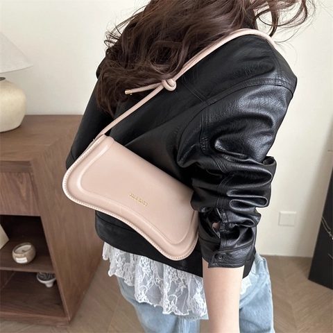 Bolso de Axila de Cuero PU para Mujer de Moda Solapa Ondulada Bolso de Hombro con Correa de Nudo Gran Capacidad Bolso Informal