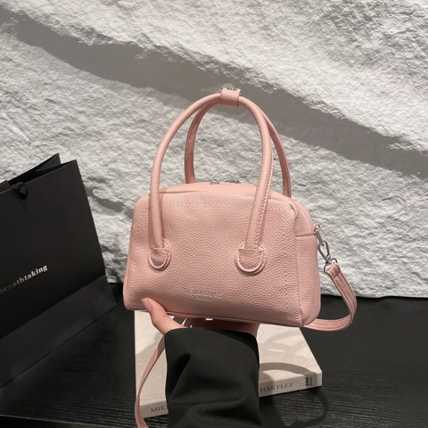 Borsa Boston da Donna in Pelle PU con Motivo a Litchi Borsa a Tracolla Casual di Grande Capacità per il Lavoro Quotidiano