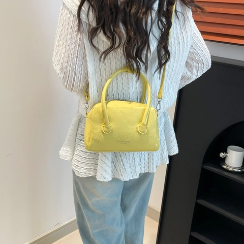 Borsa Boston da Donna in Pelle PU con Motivo a Litchi Borsa a Tracolla Casual di Grande Capacità per il Lavoro Quotidiano